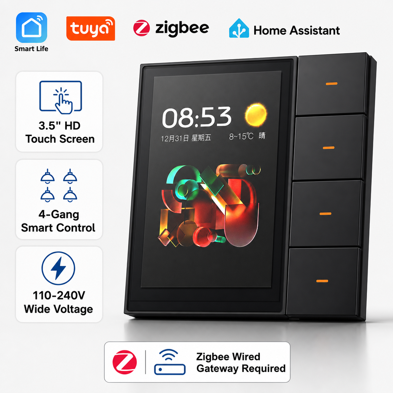 Home Automation Technology - F3-pro Tuya Smart Panel ZigBee Wall
